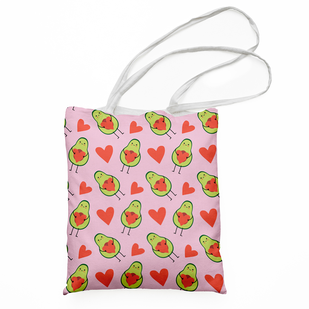 Fabric bag - avocado hearts