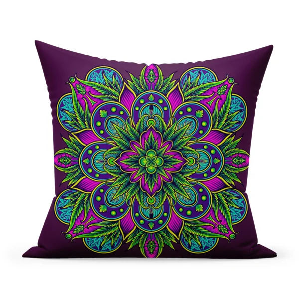 Spilvendrāna - mandala zaļa - violeta