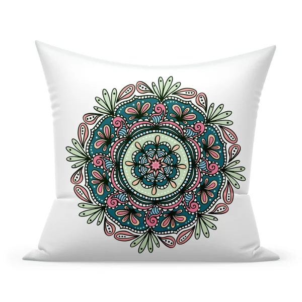 Spilvendrāna - mandala balta - zaļa
